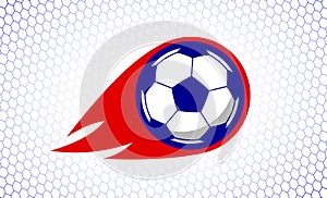 Soccer football sport game fire ball design illustration on white goal net backdrop