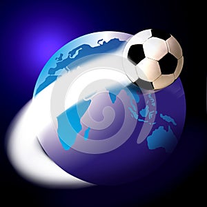 Soccer football and the world or globe