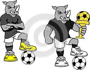 Soccer futbol strong rhino cartoon set