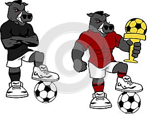 Soccer futbol strong wild roar cartoon set