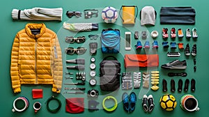 soccer gear knolling layout photo