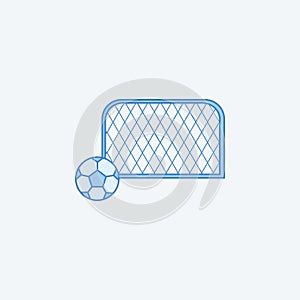 Soccer goal with ball 2 colored line icon. Simple dark and light blue element illustration. Soccer goal with ball concept outline