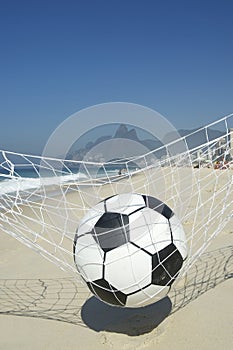 Soccer Goal Ball in Football Net Rio de Janeiro Brazil Beach