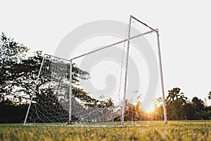 Soccer goal on the football field