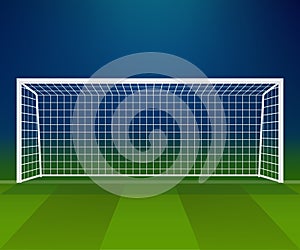 Soccer Goal, Football goalpost with net on a stadium background.