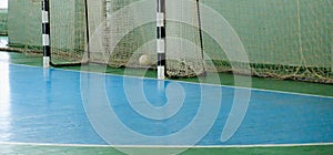 Soccer goal in the mini football hall