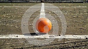 soccer goal penalty spot orange ball