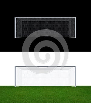 Soccer goal post and soccer net with clipping path.