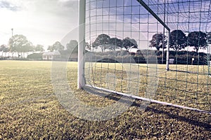 Soccer goal on summer field