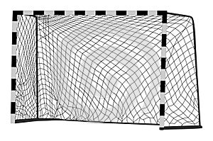 Soccer goal vector. Handball vector construction with net. Footsal goal. Sport field part.