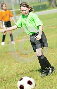 Soccer goalie on field