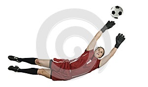 Soccer Goalie Jumping For Ball