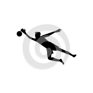 soccer goalie silhouette isolated on white