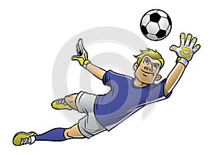 Soccer goalkeeper in action