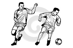 Soccer goalkeeper in the actionFootball and soccer players - vector illustration - Out line