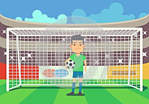 Soccer goalkeeper keeping goal vector illustration