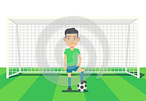 Soccer goalkeeper keeping goal vector illustration