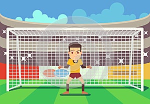 Soccer goalkeeper keeping goal vector illustration