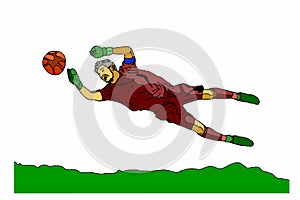 Soccer goalkeeper on the white background