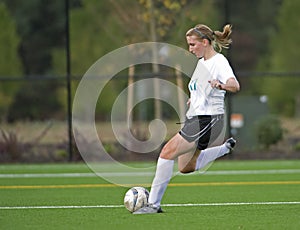 Soccer going in for the kick