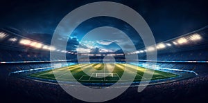 soccer green light sport goal stadium game arena world football. Generative AI.