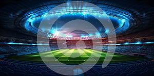 light green goal arena sport stadium world soccer game football. Generative AI.