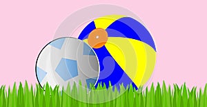 Soccer and Inflatable Ball. Graphic, digital drawing relating to the game, play, betting and competition.