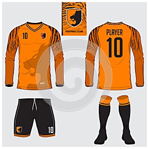 Soccer jersey or football kit, long sleeve, short, sock template