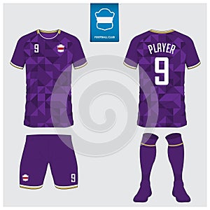 Soccer jersey or football kit mockup design for football club. Football logo in flat design.