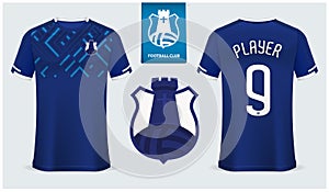 Soccer jersey or football kit mockup template design for sport club. Football t-shirt sport mock up. Vector Illustration.
