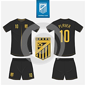 Soccer jersey or football kit mockup template design for sport club. Football t-shirt sport mock up. Vector Illustration.