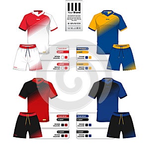 Soccer jersey or football kit and short pant template for sportswear catalog.