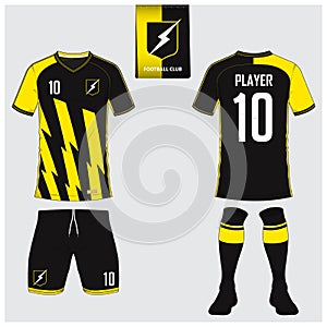 Soccer jersey or football kit, short, sock template for sport club.