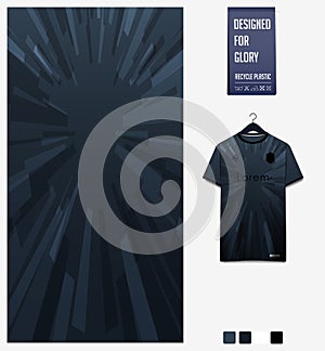 Soccer jersey pattern design. Abstract pattern on blue background for soccer kit, football kit. Abstract background.