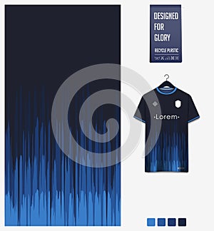 Soccer jersey pattern design. Abstract pattern on blue background for soccer kit, football kit. Abstract background.