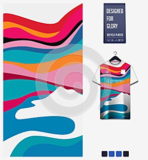 Soccer jersey pattern design.  Abstract pattern on colorful background for soccer kit, football kit or sports uniform. T-shirt.