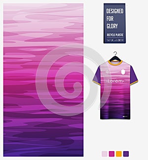 Soccer jersey pattern design. Abstract pattern on purple background for soccer kit, football kit. Abstract background.