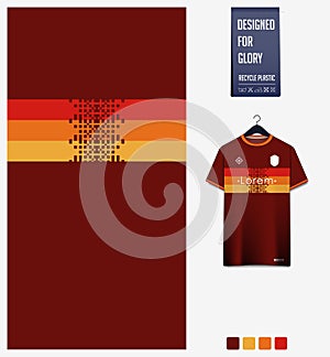 Soccer jersey pattern design. Abstract pattern on red background for soccer kit, football kit, Abstract background.