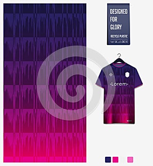 Soccer jersey pattern design. Abstract pattern on violet background for soccer kit, football kit. Abstract background.