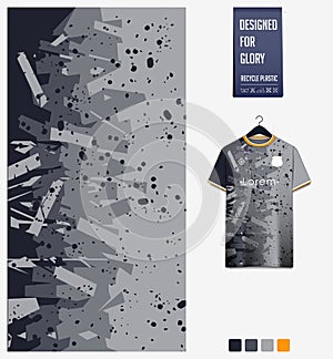 Soccer jersey pattern design.  Dot splatter pattern on gray background for soccer kit, football kit or sports uniform. Vector.