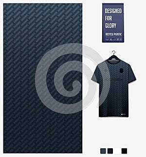 Soccer jersey pattern design. Geometric pattern on black background for soccer kit, football kit. Fabric Abstract background.