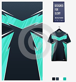 Soccer jersey pattern for sublimation printing. Fabric textile design for sport t-shirt, football kit, e-sport. Vector photo