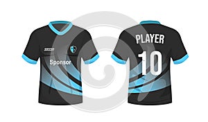 Soccer jersey sport t-shirt design. Front and back view soccer uniform.