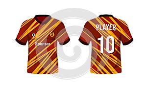 Soccer jersey sport t-shirt design. Front and back view soccer uniform.