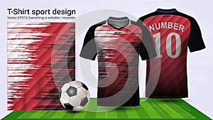 Soccer jersey and t-shirt sport mockup template, Graphic design for football kit or activewear uniforms