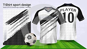 Soccer jersey and t-shirt sport mockup template, Graphic design for football kit or activewear uniforms