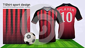 Soccer jersey and t-shirt sport mockup template, Graphic design for football kit or activewear uniforms