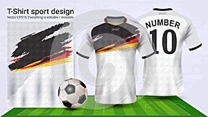 Soccer jersey and t-shirt sport mockup template, Graphic design for football kit or activewear uniforms