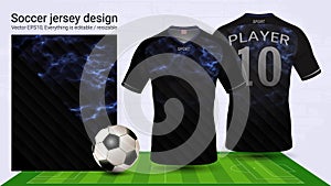 Soccer jersey and t-shirt sport mockup template, Graphic design for football kit or activewear uniforms