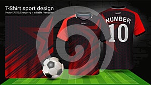 Soccer jersey and t-shirt sport mockup template, Graphic design for football kit or activewear uniforms